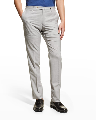 Incotex Men's Slim Super 130s Dress Trousers In Grigio Chiaro