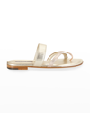 Manolo Blahnik Susa Crisscross Metallic Flat Sandals In Yellow/metallic