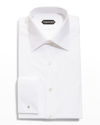 Tom Ford Men's Cotton Piqué Dress Shirt With French Cuffs In White Solid