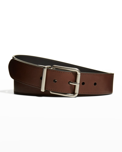 Shinola Men's Reversible Rectangular-buckle Leather Belt In Black/brown