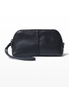 Callista Iconic Vanity Case Stitched Wristlet In Matte Black