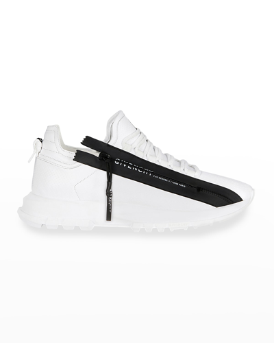 Givenchy Spectre Logo Zip Runner Sneakers In White/black