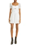 Self-portrait Flocked Polka-dot Crinkled-chiffon Mini Dress In Monochrome