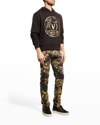 Versace Jeans Couture Men's Metallic V Emblem Hoodie In Black/gold