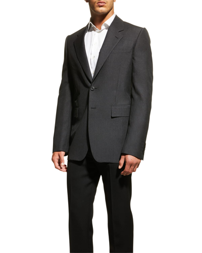 Alexander Mcqueen Men's Solid Wool-mohair Suit Jacket In Black Multi