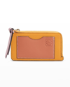 Loewe Anagram Bicolor Leather Card Holder In Mandarin