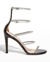 Stuart Weitzman Nudistglam Embellished Stiletto Gladiator Sandals In Clear Black