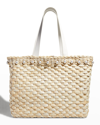 Btb Los Angeles Thea Pearly Woven Straw Tote Bag In Natural/pearl
