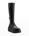 Valentino Black Leather Boots With Oversize Sole And Vlogo In Nero
