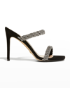 Stuart Weitzman Addison Braided Crystal Stiletto Sandals In Black