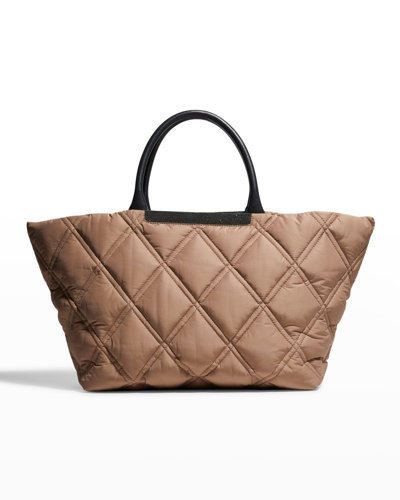 Brunello Cucinelli Monili Quilted Taffeta Tote Bag In Chocolate