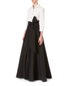 Carolina Herrera Icon Contrast Silk Trench Gown In White / Black