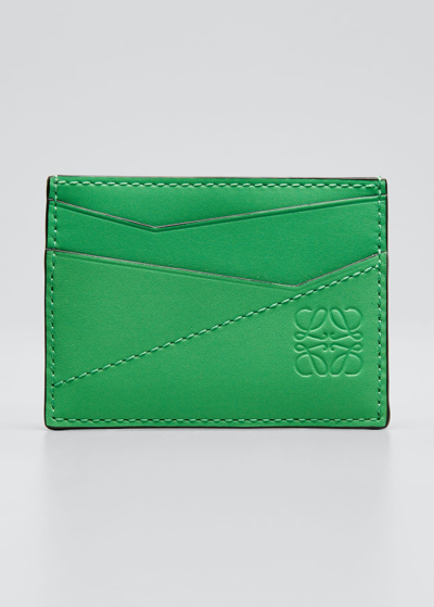 Loewe Men's Puzzle Stitched Leather Card Case In Green