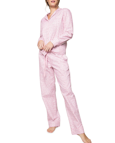 Petite Plume Sweethearts Classic Pajama Set In White / Pink
