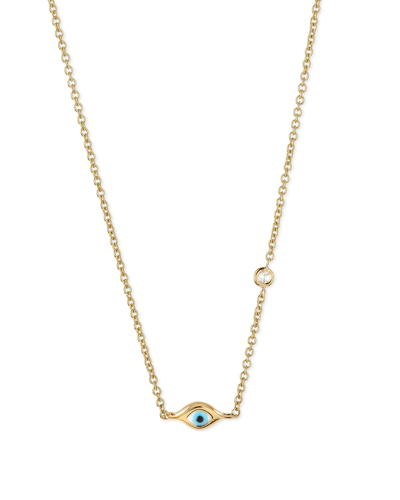 Sydney Evan 14k Gold Evil Eye Necklace With Single Diamond In Yellow Gold