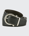 Ferragamo Reversible Leather Belt In Black/hickory