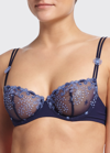 Simone Perele Delice Embroidered Demi Bra In Gray