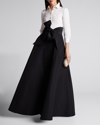 Carolina Herrera Icon Contrast Silk Trench Gown In White / Black