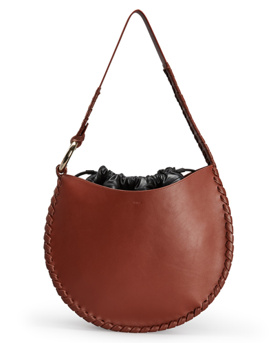 Chloé Mate Large Woven Leather Drawstring Hobo Bag In Brown