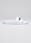 Balenciaga Pool Logo-embossed Rubber Slides In White/black