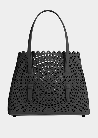 Alaïa Mina Medium Laser-cut Leather Tote Bag In Noir