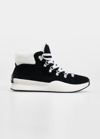 Sorel Out 'n About Iii Conquest Faux Shearling-lined Suede Ankle Boots In Black/sea Salt