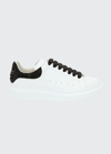 Alexander Mcqueen Python-effect Trimmed Leather Sneakers In White/black