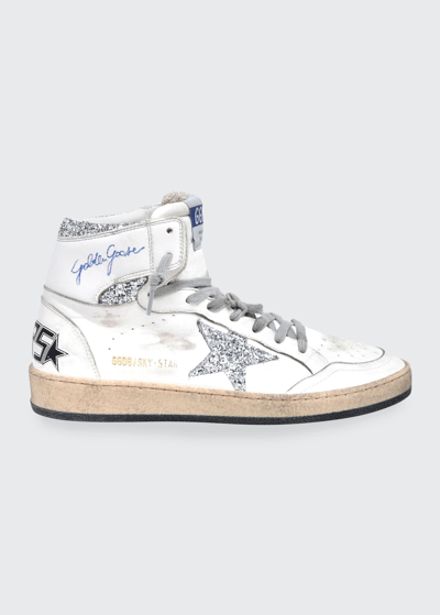 Golden Goose Sky Star Leather High-top Sneakers In White