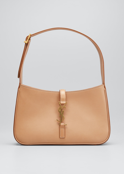 Saint Laurent Leather Ysl Hobo Bag In Vintage Brown
