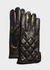 Guanti Giglio Fiorentino Men's Quilted Napa Snap Gloves With Cashmere Lining In Black