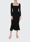 Galvan Atalanta Ribbed-knit Midi Dress In Black