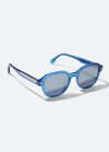 Fendi Men's Round Acetate Sunglasses In Blue Mirror
