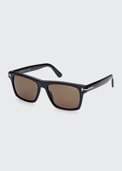 Tom Ford Men's Square Polarized Sunglasses In Black/brown