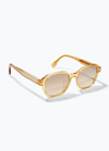 Fendi Men's Round Acetate Sunglasses In Yellow/brown