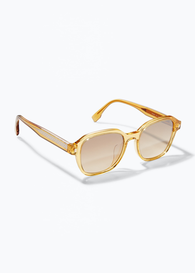 Fendi Men's Round Acetate Sunglasses In Yellow/brown