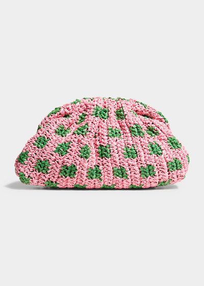 Maria La Rosa Game Striped Crochet Clutch Bag In Pink/green