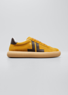 Lanvin Men's Glen Suede & Leather Low-top Sneakers In Mustard/brown