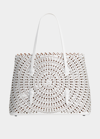 Alaïa Mina Medium Laser-cut Leather Tote Bag In Blanc