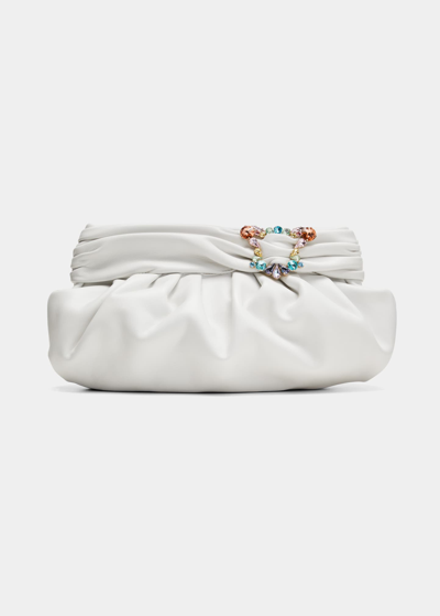 Sophia Webster Margaux Ruched Leather Clutch Bag In White Leather