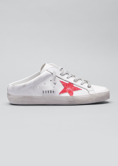 Golden Goose Superstar Sabot Glitter Slide Sneakers In White/neon Pink