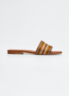 Loro Piana The Suitcase Striped Canvas And Leather Slides In Nero/beige