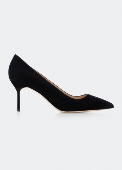 Manolo Blahnik Bb 70mm Suede Stiletto Pumps In Black