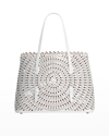 Alaïa Mina Medium Laser-cut Leather Tote Bag In Blanc