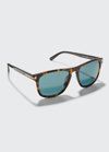 Tom Ford Men's Gerard-02 Square T-logo Sunglasses In Dark Havana