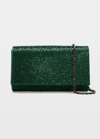 Judith Leiber Fizzy Crystal Flap Clutch Bag In Ebonized Emerald