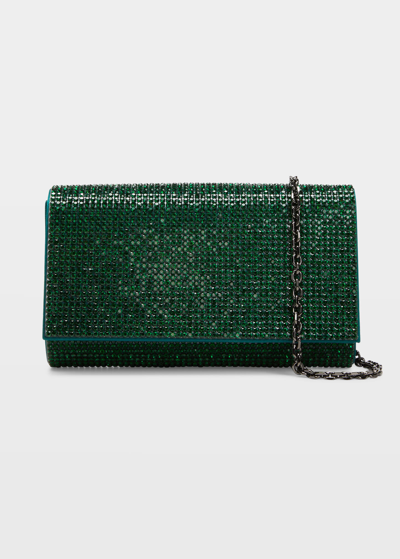 Judith Leiber Fizzy Crystal Flap Clutch Bag In Silver/emerald