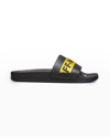 Off-white Industrial Belt Rubber Sliders In Black/yellow