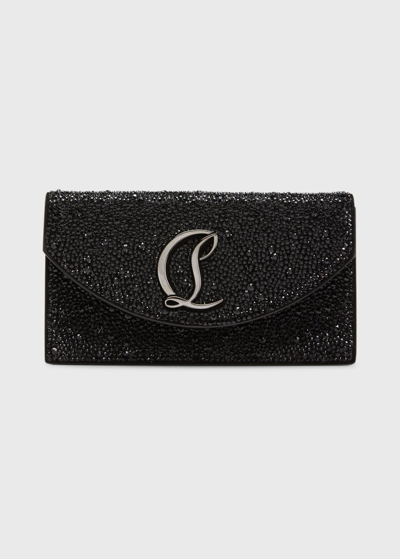 Christian Louboutin Loubi54 Small Strass Clutch Bag In Black/gunmetal