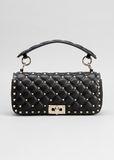 Valentino Garavani Rockstud Quilted Calfskin Convertible Shoulder Bag In Black