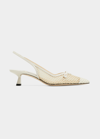 Jimmy Choo Amita 45 Slingback Pumps In Mesh In White/latte